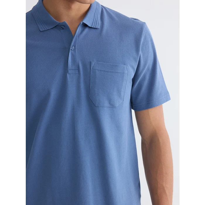 LCWAIKIKI Classic İndigo Polo Yaka Pike Erkek Tişört