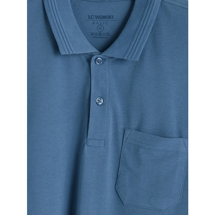 LCWAIKIKI Classic İndigo Polo Yaka Pike Erkek Tişört