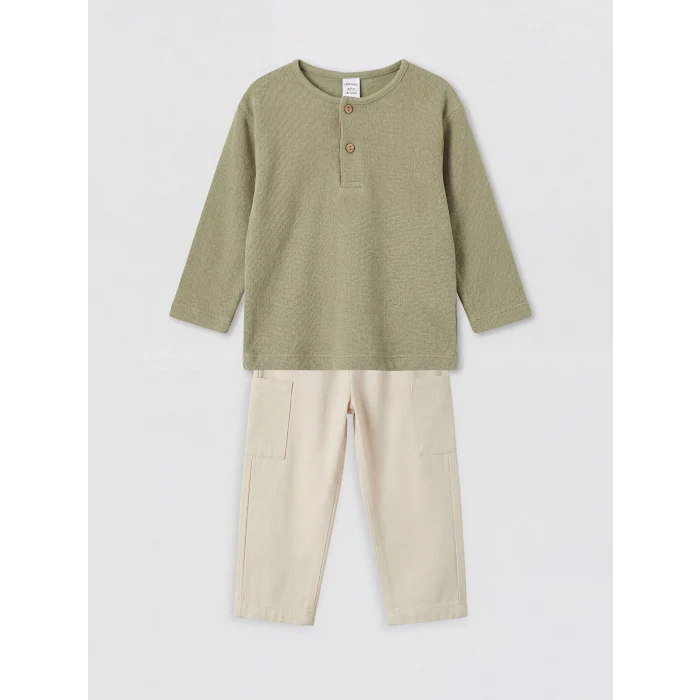 LCW baby Haki Erkek Bebek Tişört ve Pantolon