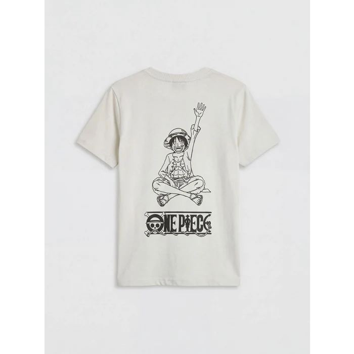 LCW Kids Bej Bisiklet Yaka One Piece Baskılı Erkek Çocuk Tişört