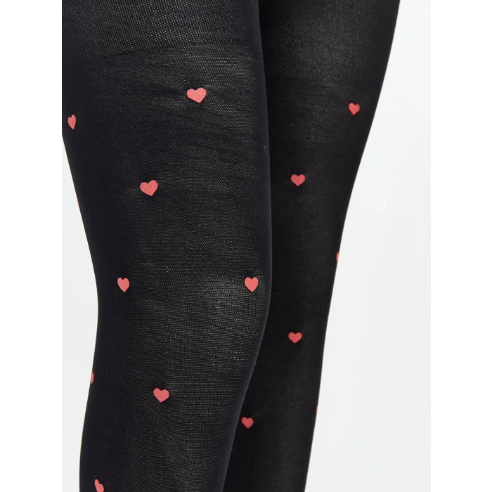 LCW Kids Ekru Kalp Desenli Kız Çocuk İnce Külotlu Çorap 2li