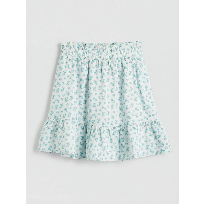 LCW Kids Yeşil Beli Lastikli Kız Çocuk Çiçekli Etek