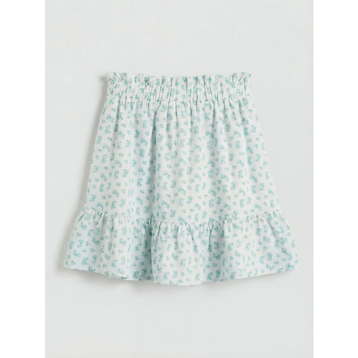 LCW Kids Yeşil Beli Lastikli Kız Çocuk Çiçekli Etek