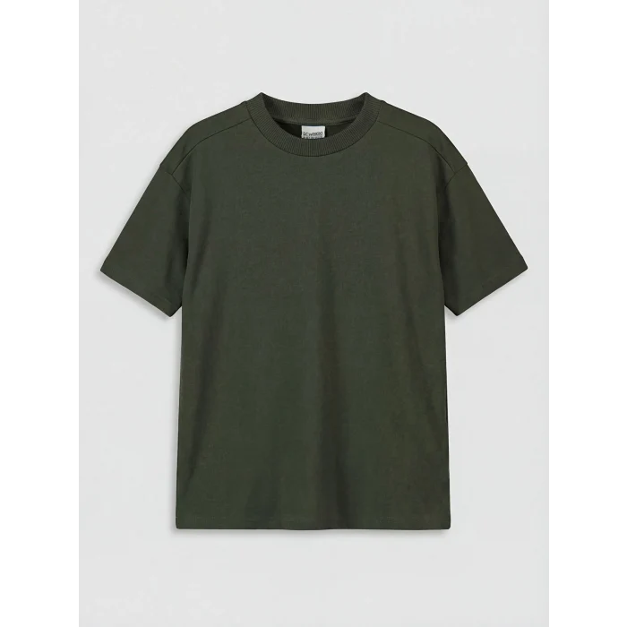 LCW Kids Yeşil Bisiklet Yaka Erkek Çocuk Tişört