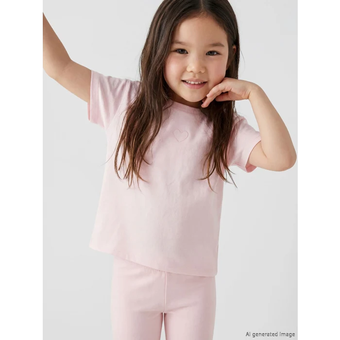 LCW Kids Pembe Nakışlı Kız Çocuk Tişört