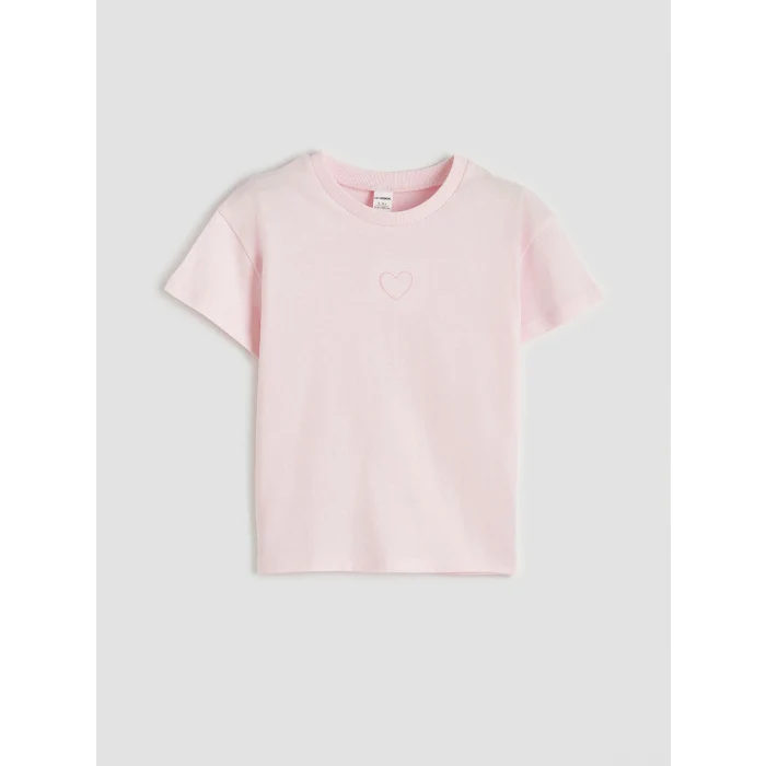 LCW Kids Pembe Nakışlı Kız Çocuk Tişört