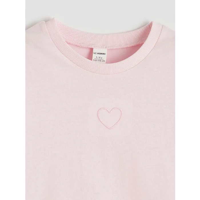 LCW Kids Pembe Nakışlı Kız Çocuk Tişört