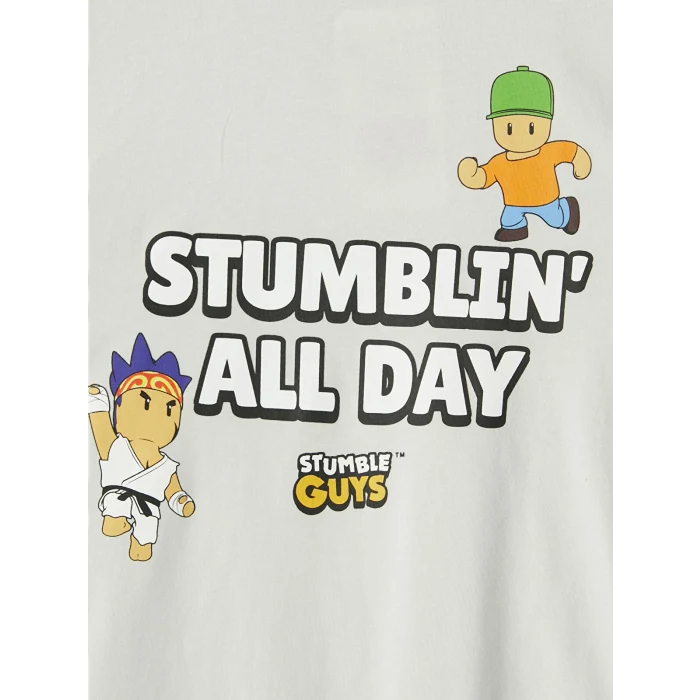 LCW Kids Bej Stumble Guys Baskılı Erkek Çocuk Tişört ve Şort