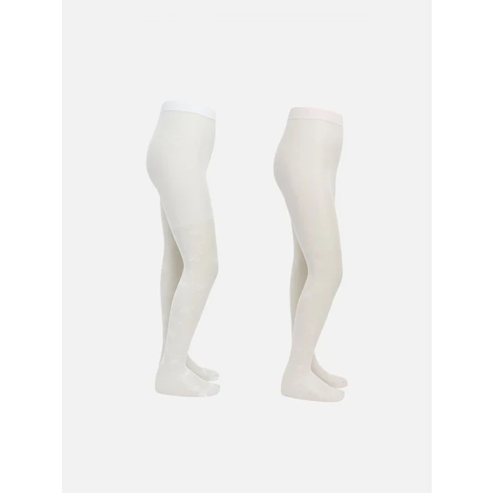 LCW Kids Beyaz Kelebek Desenli Kız Çocuk Külotlu Çorap 2li