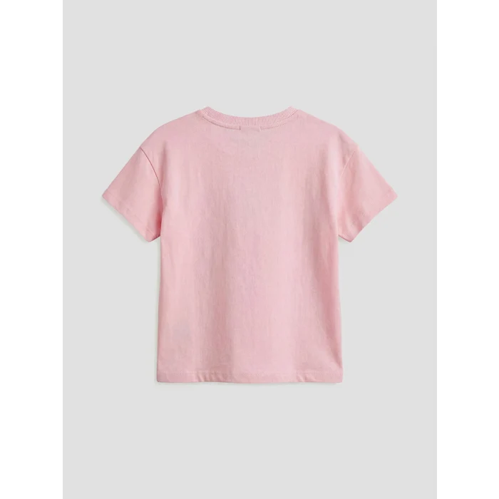 LCW Kids Pembe Fiyonk Baskılı Taşlı Kız Çocuk Tişört