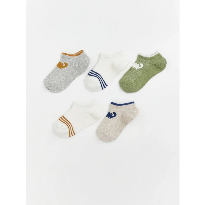 LCW baby Gri Baskılı Erkek Bebek Patik Çorap 5li