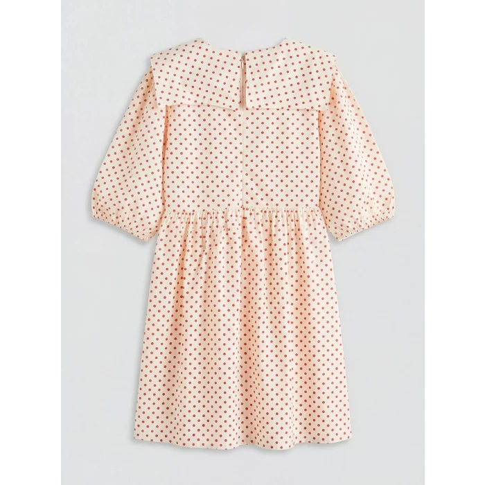 LCW Kids Ekru Bebe Yaka Kız Çocuk Poplin Elbise