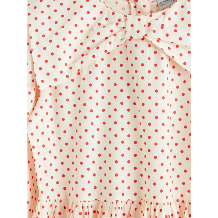 LCW Kids Ekru Bebe Yaka Kız Çocuk Poplin Elbise