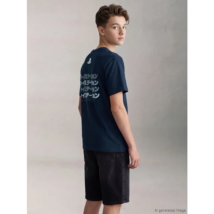 LCW Kids Lacivert PlayStation Baskılı Erkek Çocuk Tişört