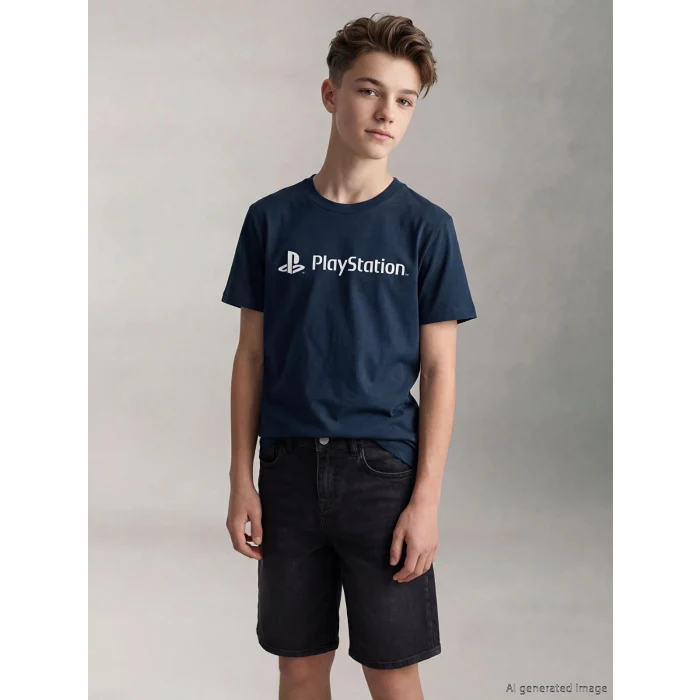 LCW Kids Lacivert PlayStation Baskılı Erkek Çocuk Tişört