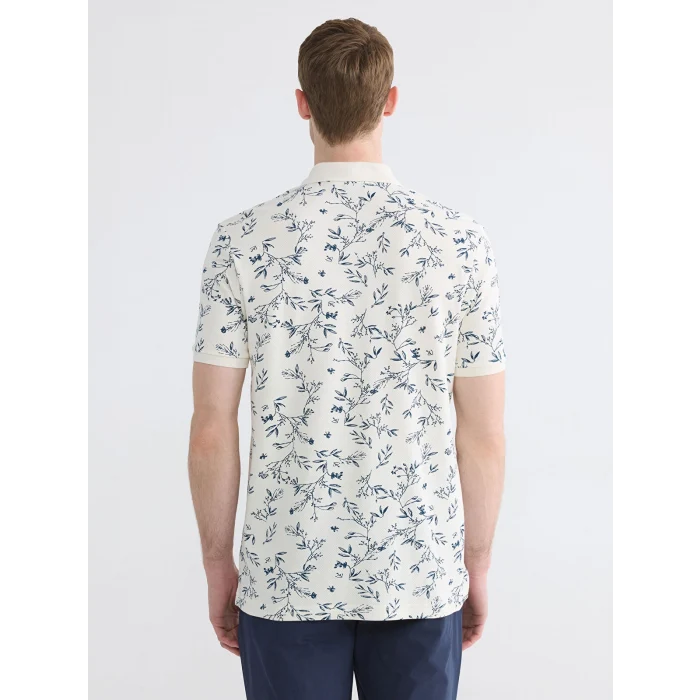 LCWAIKIKI Classic Ekru Polo Yaka Desenli Erkek Tişört