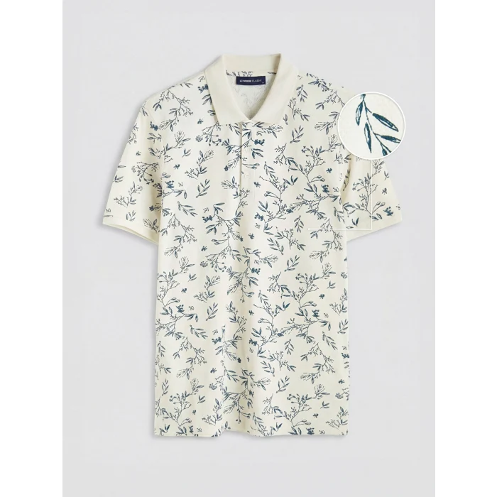 LCWAIKIKI Classic Ekru Polo Yaka Desenli Erkek Tişört