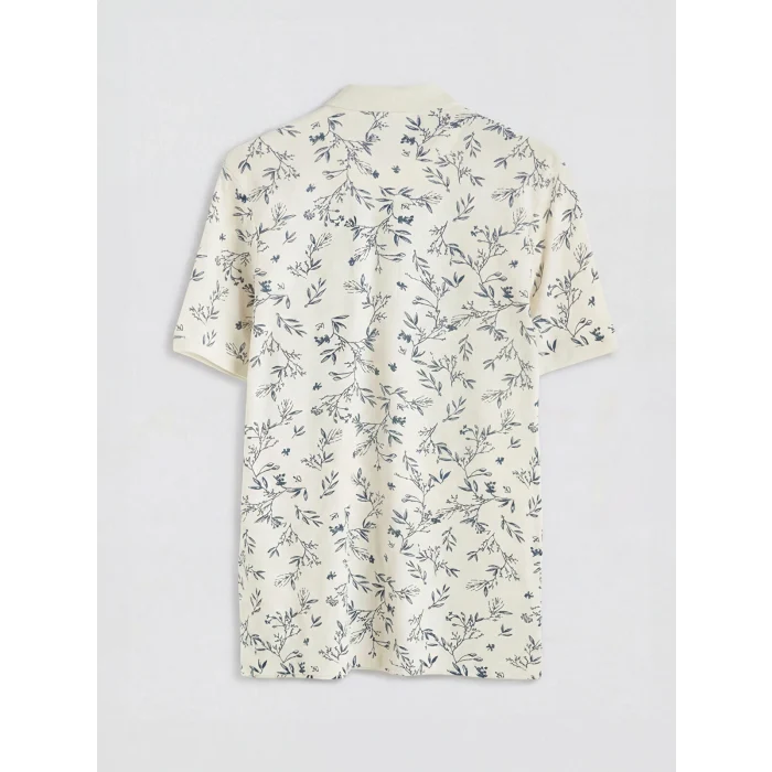LCWAIKIKI Classic Ekru Polo Yaka Desenli Erkek Tişört