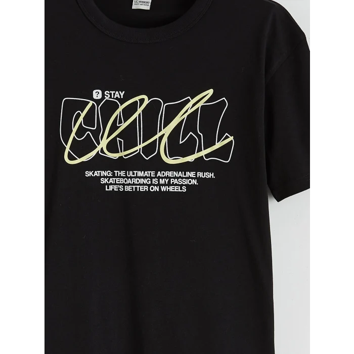 LCW Kids Siyah Baskılı Erkek Çocuk Tişört