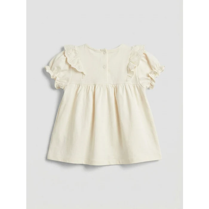 LCW baby Ekru Kız Bebek Fırfırlı Tişört ve Tayt