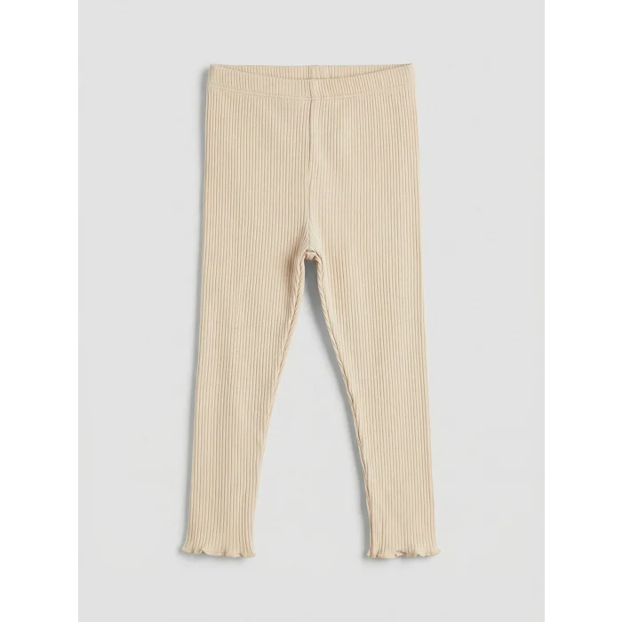 LCW baby Ekru Kız Bebek Fırfırlı Tişört ve Tayt