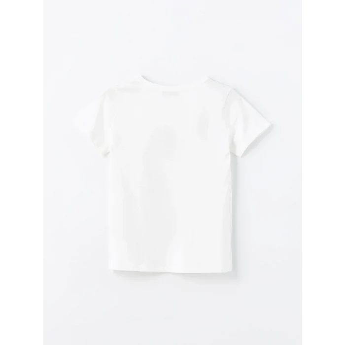 LCWAIKIKI Classic Beyaz Bisiklet Yaka Baskılı Kısa Kollu Kadın Tişört