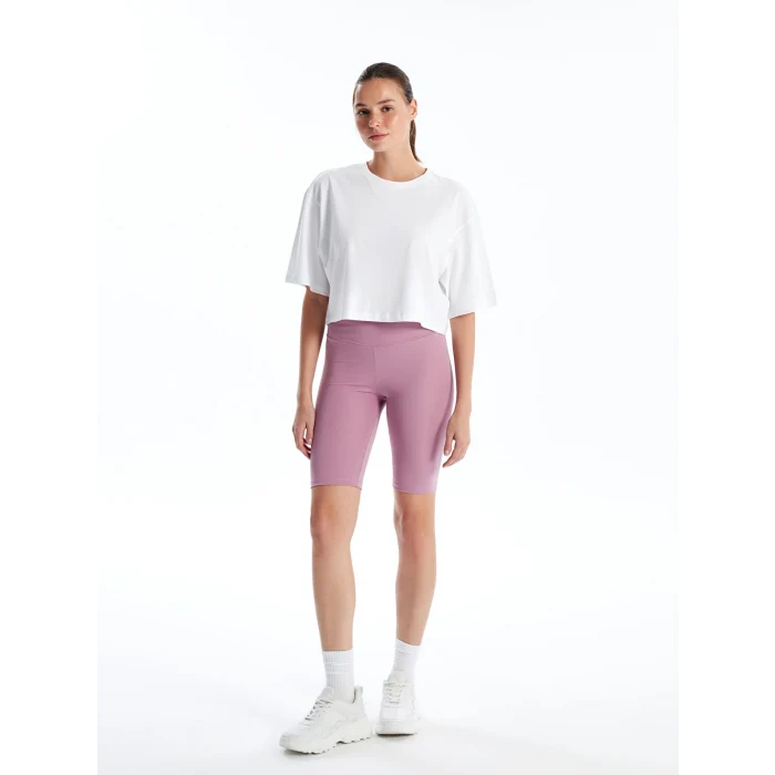 XSIDE Mor Kadın Beli Lastikli Ekstra Dar Fit Düz Şort Tayt