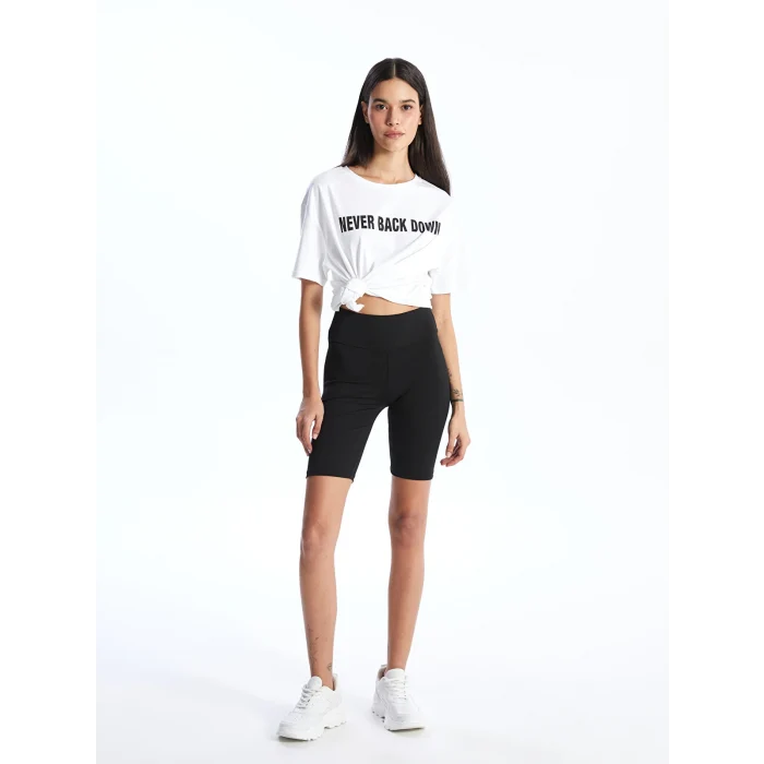 XSIDE Siyah Kadın Beli Lastikli Ekstra Dar Fit Düz Şort Tayt