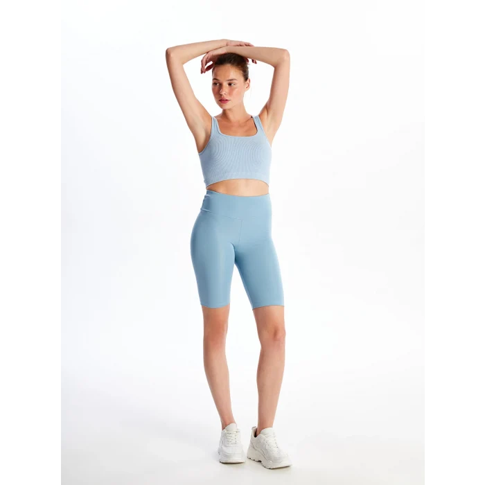 XSIDE Mavi Kadın Beli Lastikli Ekstra Dar Fit Düz Şort Tayt