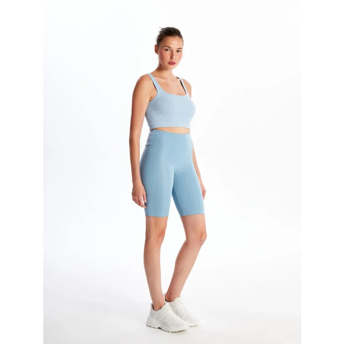 XSIDE Mavi Kadın Beli Lastikli Ekstra Dar Fit Düz Şort Tayt