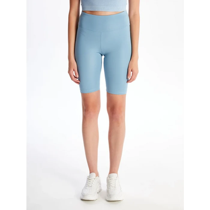 XSIDE Mavi Kadın Beli Lastikli Ekstra Dar Fit Düz Şort Tayt