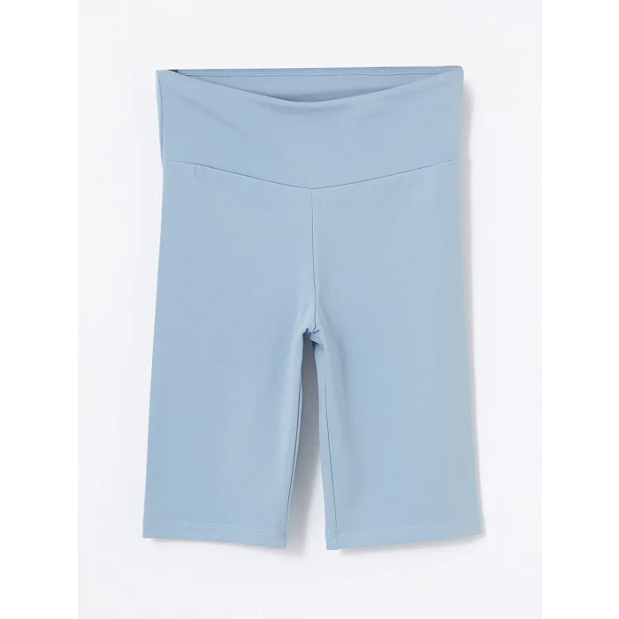 XSIDE Mavi Kadın Beli Lastikli Ekstra Dar Fit Düz Şort Tayt