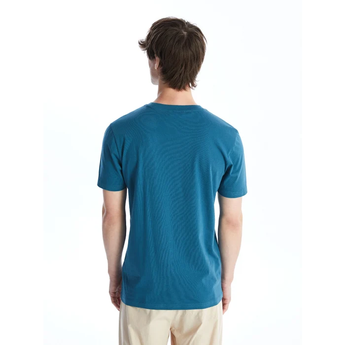 XSIDE Petrol Bisiklet Yaka Kısa Kollu Baskılı Penye Erkek Tişört