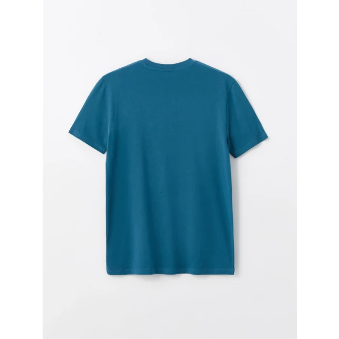 XSIDE Petrol Bisiklet Yaka Kısa Kollu Baskılı Penye Erkek Tişört