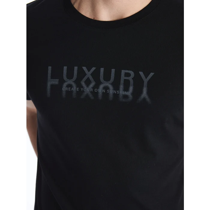 SOUTHBLUE Siyah Bisiklet Yaka Kısa Kollu Baskılı Penye Erkek Tişört