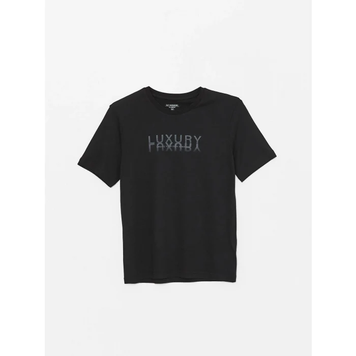 SOUTHBLUE Siyah Bisiklet Yaka Kısa Kollu Baskılı Penye Erkek Tişört