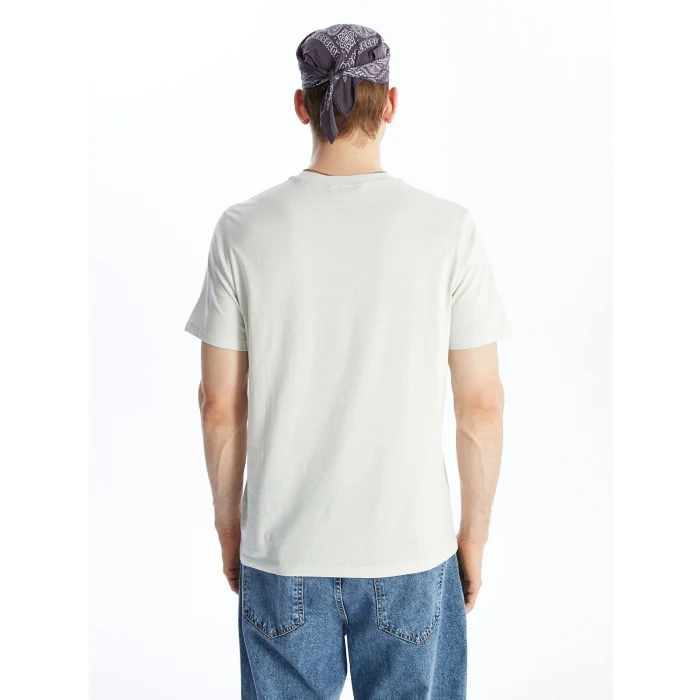 XSIDE Gri Bisiklet Yaka Kısa Kollu Baskılı Penye Erkek Tişört