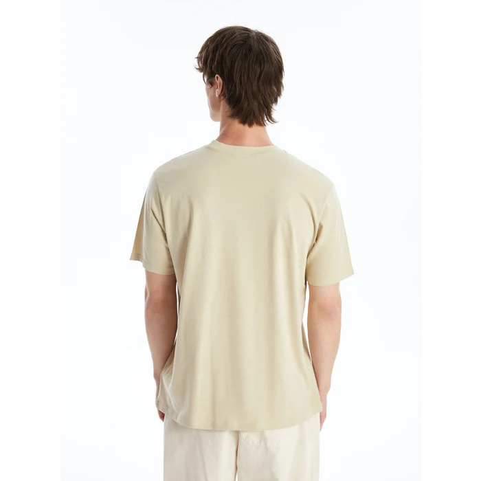 XSIDE Bej Bisiklet Yaka Kısa Kollu Baskılı Penye Erkek Tişört