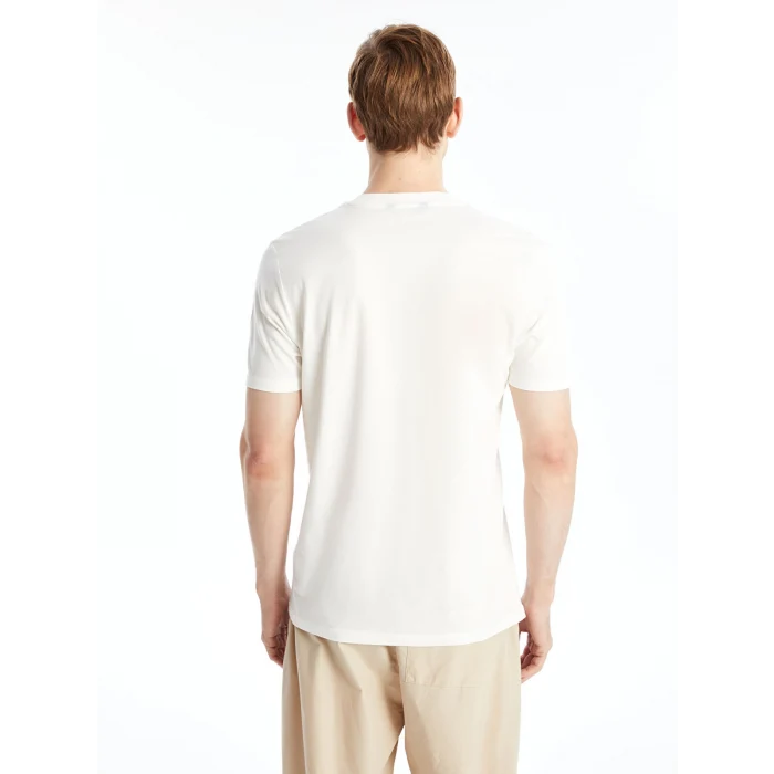 XSIDE Beyaz Bisiklet Yaka Kısa Kollu Baskılı Penye Erkek Tişört