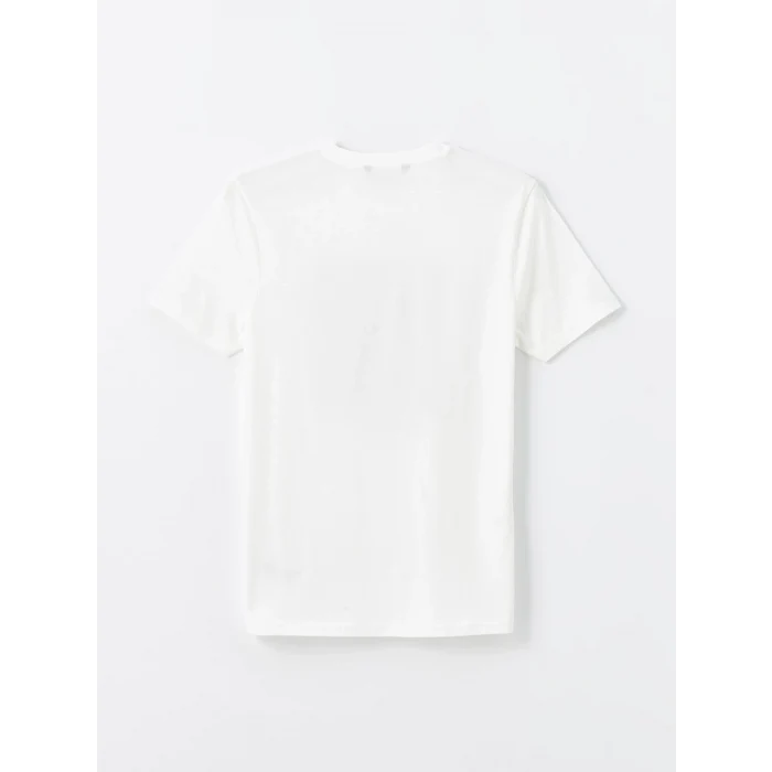 XSIDE Beyaz Bisiklet Yaka Kısa Kollu Baskılı Penye Erkek Tişört