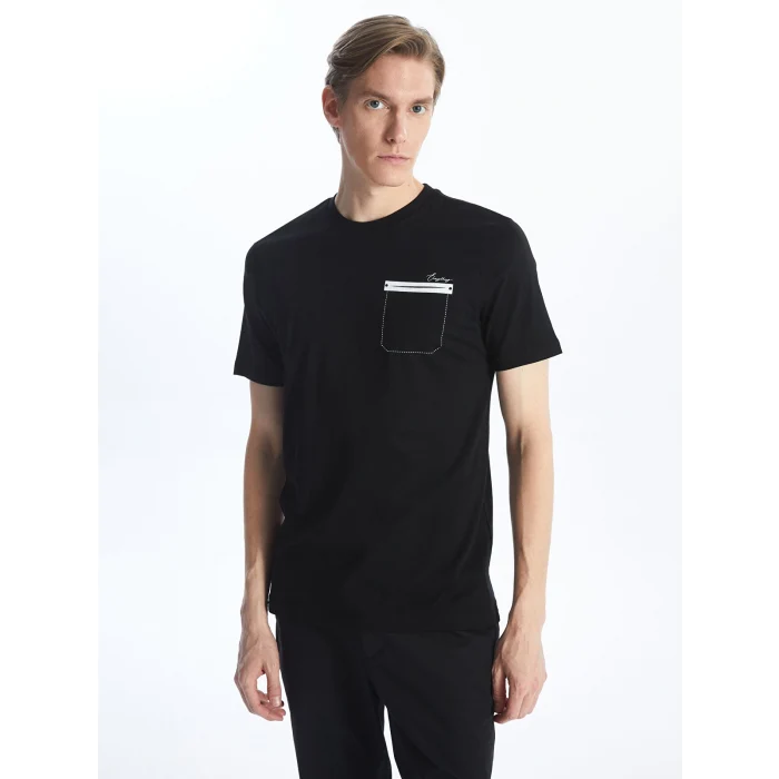 SOUTHBLUE Siyah Bisiklet Yaka Kısa Kollu Baskılı Penye Erkek Tişört