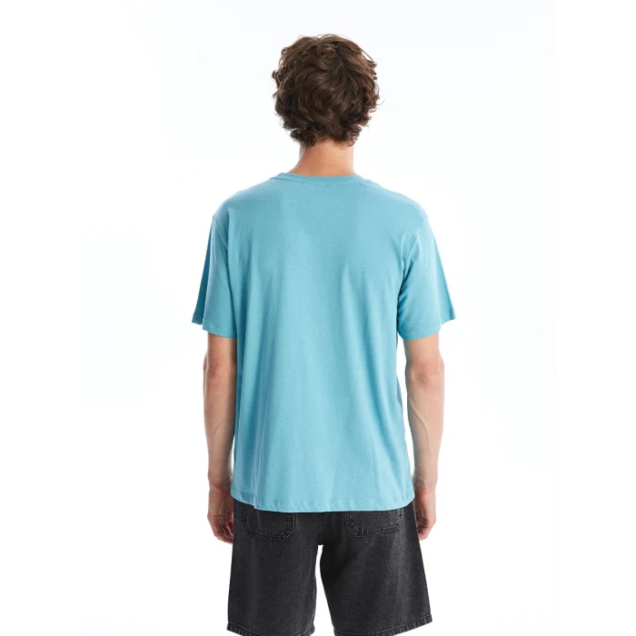 XSIDE Petrol Bisiklet Yaka Kısa Kollu Baskılı Penye Erkek Tişört