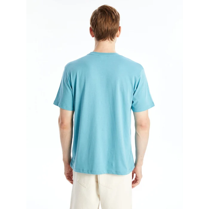 XSIDE Petrol Bisiklet Yaka Kısa Kollu Baskılı Penye Erkek Tişört