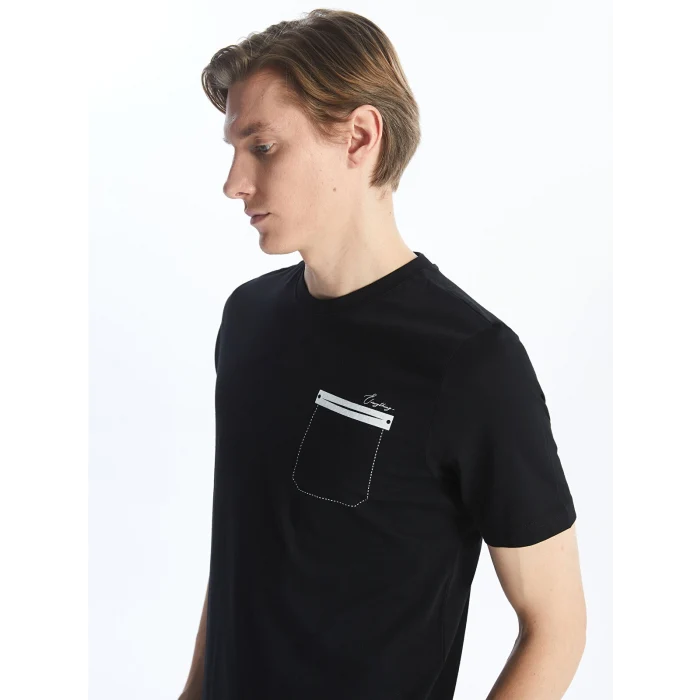 SOUTHBLUE Siyah Bisiklet Yaka Kısa Kollu Baskılı Penye Erkek Tişört