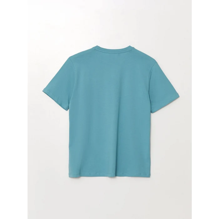 XSIDE Petrol Bisiklet Yaka Kısa Kollu Baskılı Penye Erkek Tişört