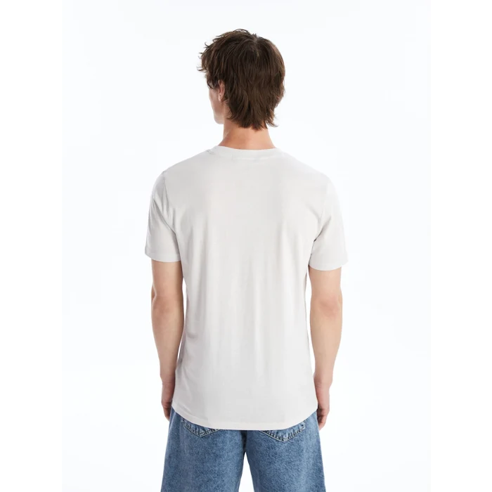 XSIDE Gri Bisiklet Yaka Kısa Kollu Baskılı Penye Erkek Tişört