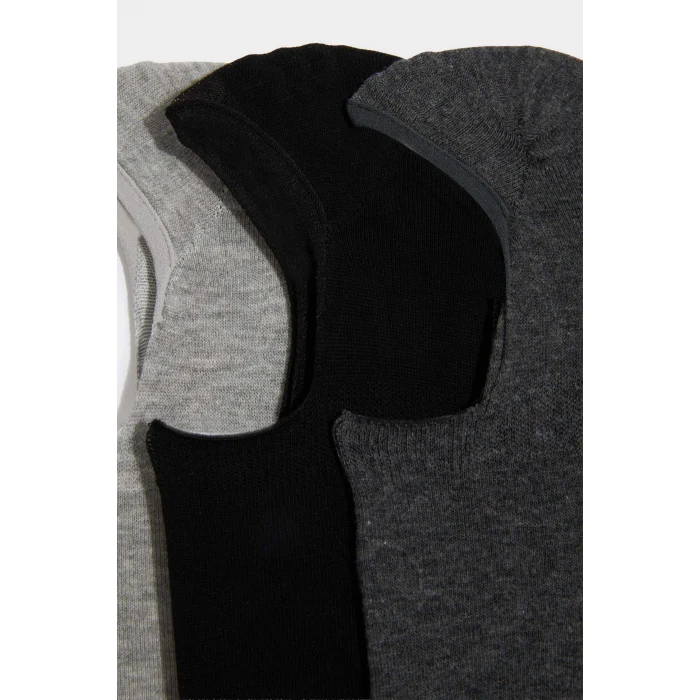 Defacto K5310AZGR2 Gri Erkek 3lü Basic Düz Babet Çorabı