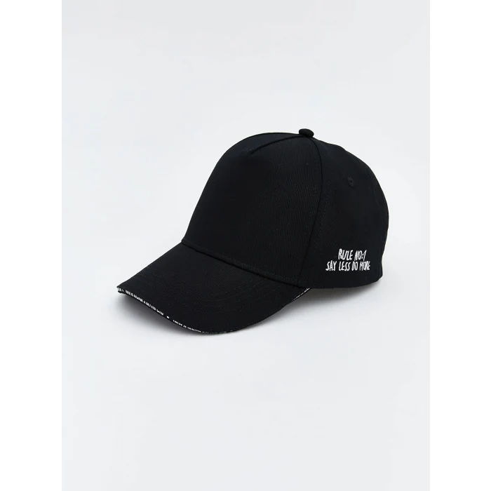LCW ACCESSORIES Siyah Yazı Baskılı Kız Çocuk Kep Şapka