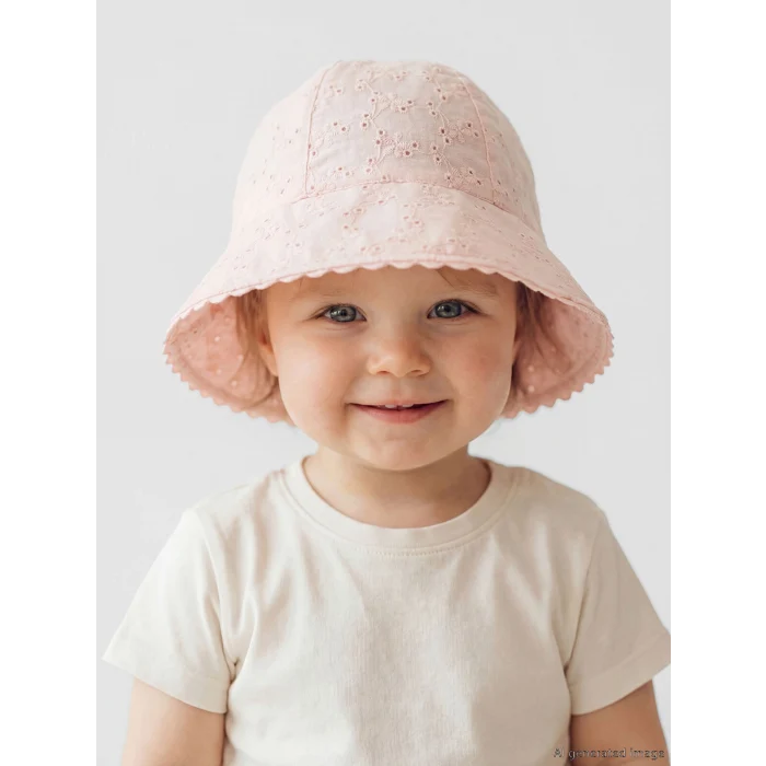 LCW baby Pembe Çiçek Nakışlı Kız Bebek Bucket Şapka