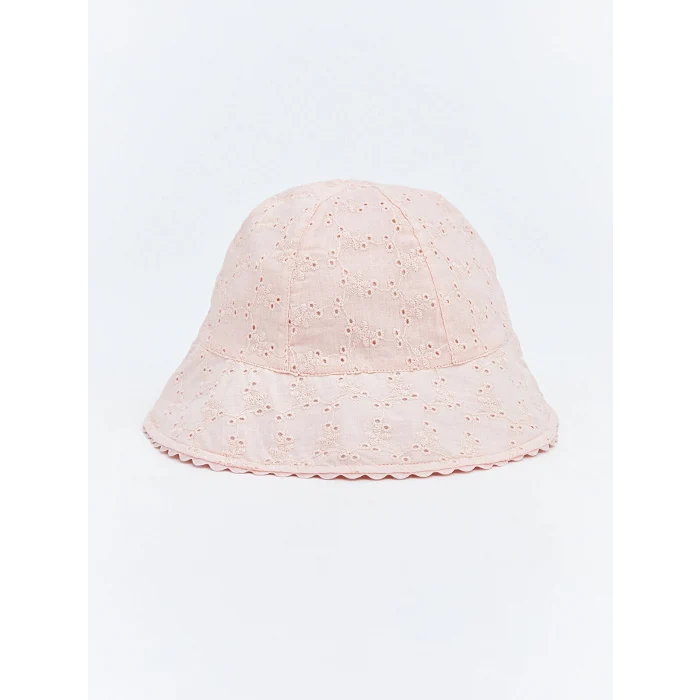 LCW baby Pembe Çiçek Nakışlı Kız Bebek Bucket Şapka